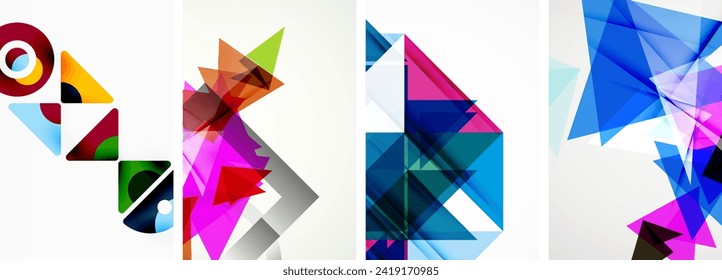 Triangle poster geometric background set