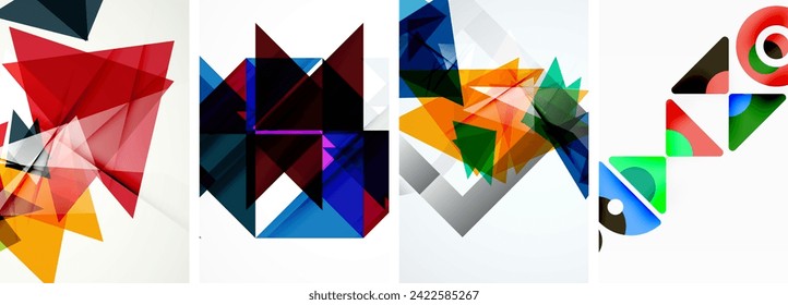 Conjunto de fondo geométrico de póster triangular