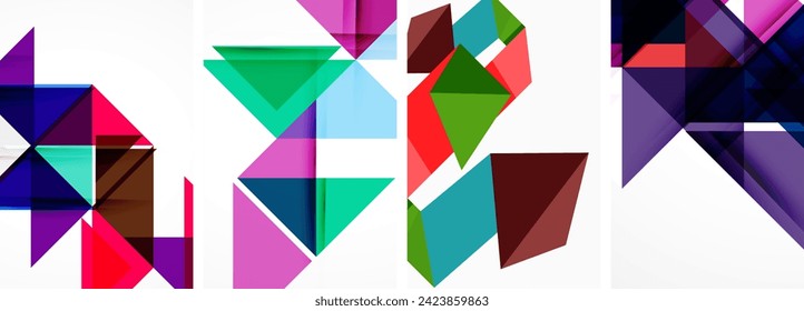 Triangle poster geometric background set