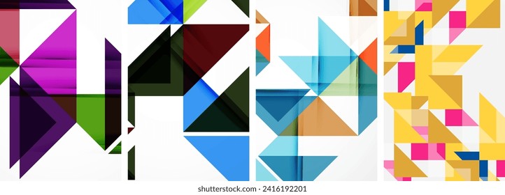 Juego de pósters triangulares para papel de pared, tarjeta de visita, portada, cartel, pancarta, folleto, cabecera, sitio web
