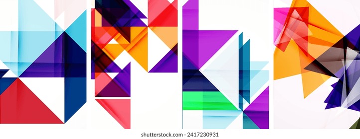 Juego de pósters triangulares para papel de pared, tarjeta de visita, portada, cartel, pancarta, folleto, cabecera, sitio web