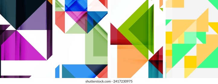 Juego de pósters triangulares para papel de pared, tarjeta de visita, portada, cartel, pancarta, folleto, cabecera, sitio web