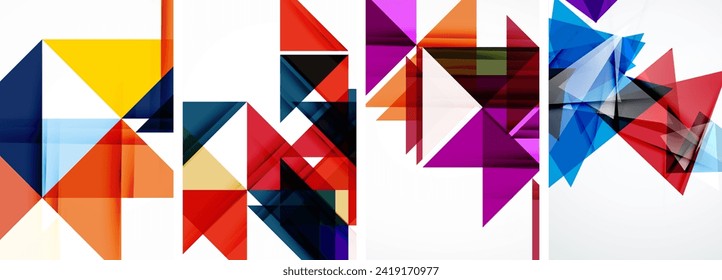 Juego de pósters triangulares para papel de pared, tarjeta de visita, portada, cartel, pancarta, folleto, cabecera, sitio web