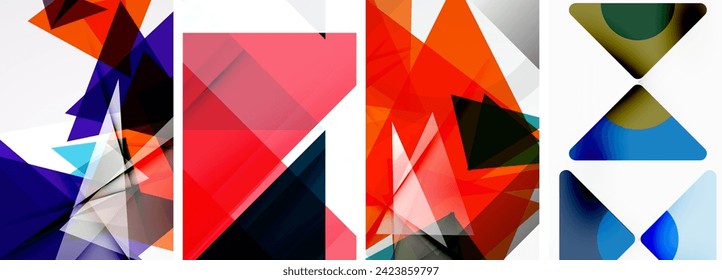 Juego de pósters triangulares para papel de pared, tarjeta de visita, portada, cartel, pancarta, folleto, cabecera, sitio web