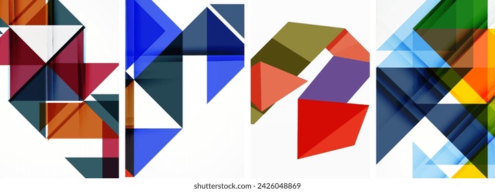 Conjunto de póster de triángulo para papel pintado, tarjeta de visita, cubierta, póster, banner, folleto, encabezado, sitio web