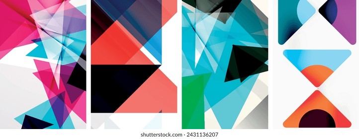 Conjunto de póster de triángulo para papel pintado, tarjeta de visita, cubierta, póster, banner, folleto, encabezado, sitio web