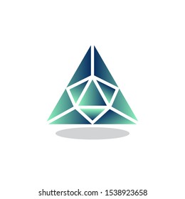 Triangle precious stone flat icon, vector sign, Emerald crystal colorful pictogram isolated on white. Symbol, logo illustration. Flat style design