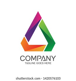 Triangle Prism Colorful Logo Design