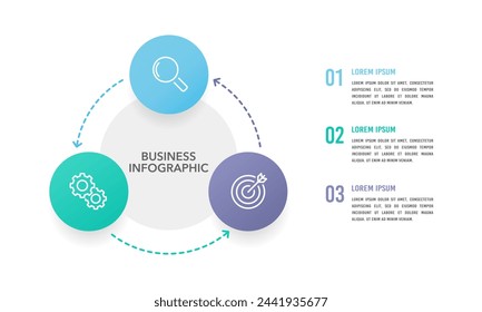 Triangle process circle infographic template. Business presentation. Vector illustration.