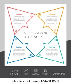 Triangle process infographic vector design with 4 steps &colorful style for presentation purpose.Line step infographic can be used for business and marketing