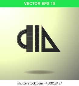Triangle, Protractor and Straightedge icon. Illustration for business.