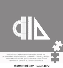 Triangle, Protractor and Straightedge  icon Vector design.