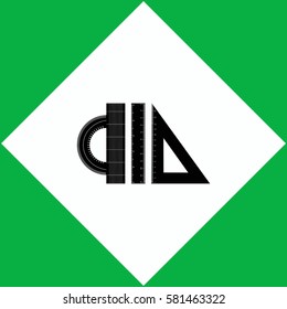 Triangle, Protractor and Straightedge  icon Vector design.