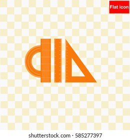 Triangle, Protractor and Straightedge  icon Vector design.