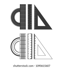 Triangle, Protractor and Straightedge vector  icon.