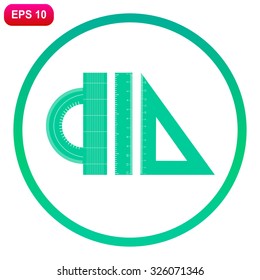 Triangle, Protractor and Straightedge vector icon.