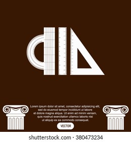 Triangle, Protractor and Straightedge vector icon.