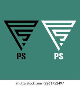 A triangle PS logo, both black and white, can be a perfect logo for your company.