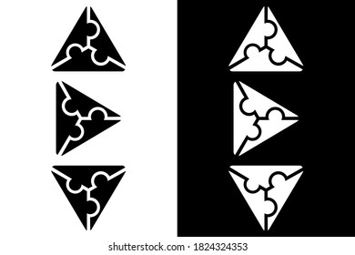 Concepto del rompecabezas del triángulo. Muy adecuado para diversos fines comerciales, también para ícono, símbolo, logotipo y muchos más.