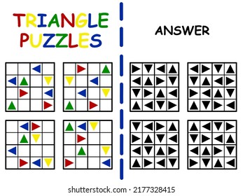 Triángulo rompecabezas establecido para ilustración vectorial de niños
