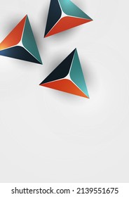 Triangle, pyramid. Abstract colorful background with bright geometric elements. Vector illustration
