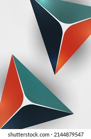 Triangle, pyramid. Abstract colorful background with bright geometric elements. Vector illustration