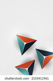 Triangle, pyramid. Abstract colorful background with bright geometric elements. Vector illustration