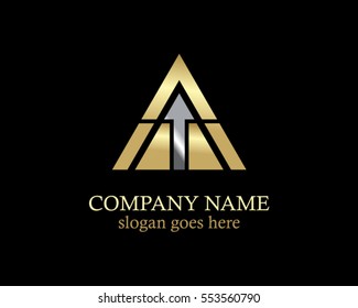 triangle pyramid arrow gold logo