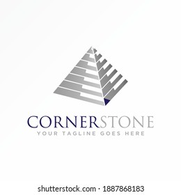 Triangle or Pyramid building with unique in line 3D image graphic icon logo design abstract concept vector. Can be used as a symbol related to property or construction.