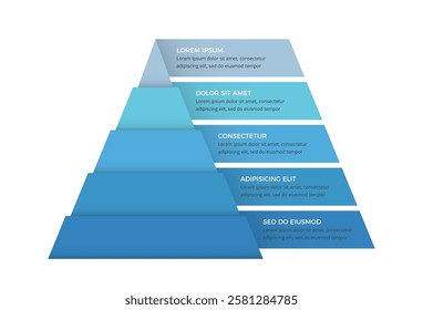 Triangle pyramid chart, infographic template with 5 elements, vector eps10 illustration