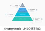 Triangle pyramid chart template with four colorful steps. Infographic diagram divided into four options with numbers.