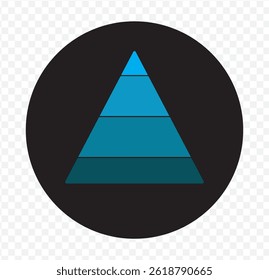 Triangle pyramid chart template with three colorful steps. Infographic diagram divided into Two options on Transparent Background. EPS 10.