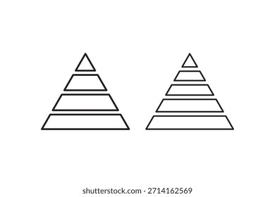 Triangle Pyramid infographic set. estratégia, crescimento, progresso, sucesso, Diagrama de Pirâmide de Negócios. Níveis do ícone de pirâmide triangular. Design de contorno plano.