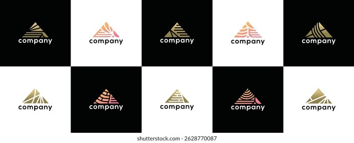 Triangle pyramid logo design collection. Triangle pyramid logo icon