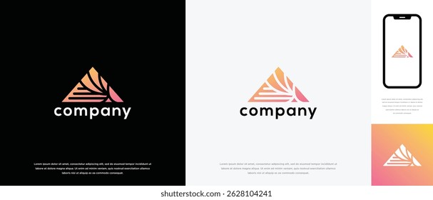 Triangle pyramid logo design. Triangle pyramid logo icon