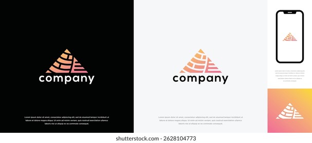 Triangle pyramid logo design. Triangle pyramid logo icon