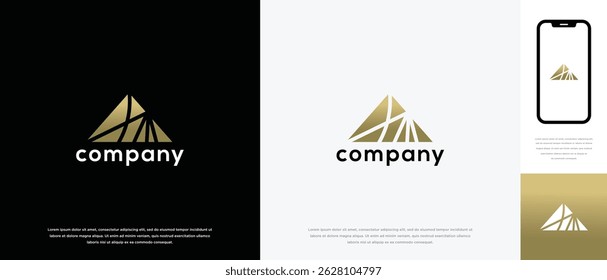 Triangle pyramid logo design. Triangle pyramid logo icon
