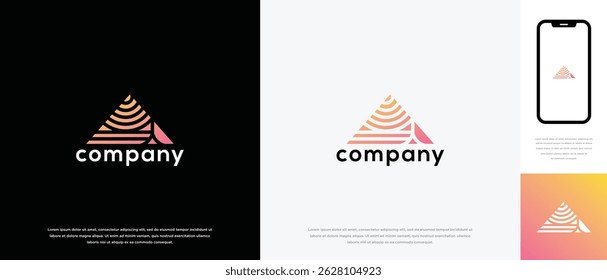 Triangle pyramid logo design. Triangle pyramid logo icon