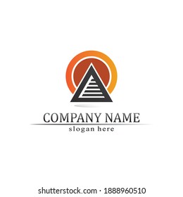 triangle pyramid logo design and vector symbol egyptian and logo business