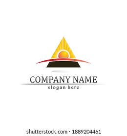 triangle pyramid logo design and vector symbol egyptian and logo business
