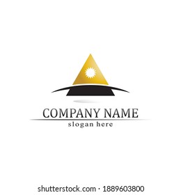 triangle pyramid logo design and vector symbol egyptian and logo business