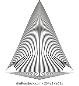 Forma de pirâmide triangular. Forma de vetor geométrico. Design abstrato angular. Estrutura pontiaguda afiada.