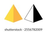 Triangle pyramid vector clip art. black and white Triangle shape. pyramid shape line. 3d pyramid geometric shape. triangle logo