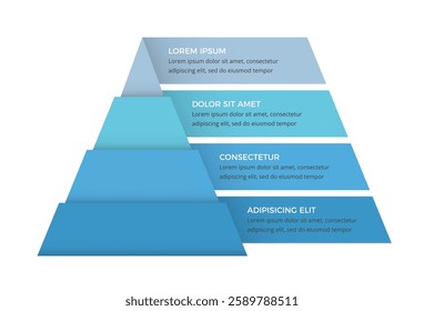 Triangle pyramidal chart with four steps, infographic template, vector eps10 illustration