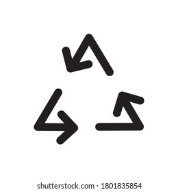 símbolo de icono de flecha de triángulo o reciclado 