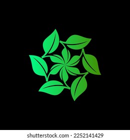 reciclado triangular con hoja verde, ecología de reciclaje, logotipo de energía natural o diseño de iconos