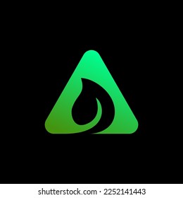 reciclado triangular con hoja verde, ecología de reciclaje, logotipo de energía natural o diseño de iconos