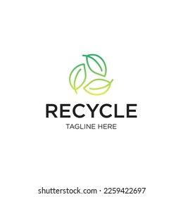 reciclado triangular con hoja verde, logotipo de ecología de reciclaje o diseño de iconos