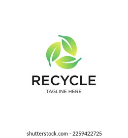 reciclado triangular con hoja verde, logotipo de ecología de reciclaje o diseño de iconos