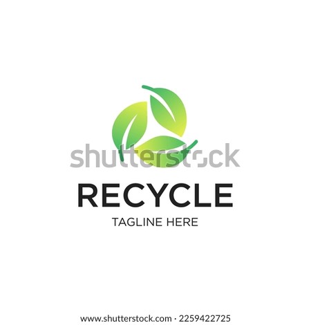 triangle recycle with green leaf, recycling ecology logo or icon design